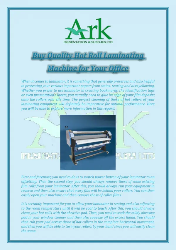 Buy Quality Hot Roll Laminating Machine for Your Office