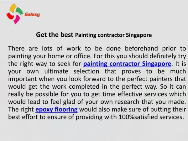 Get the best painting contractor singapore