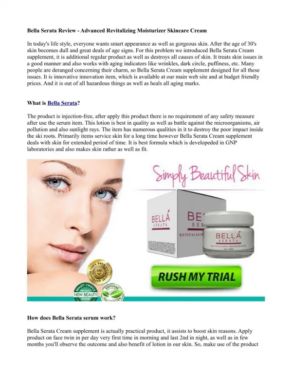 Bella Serata Review - Advanced Revitalizing Moisturizer Skincare Cream