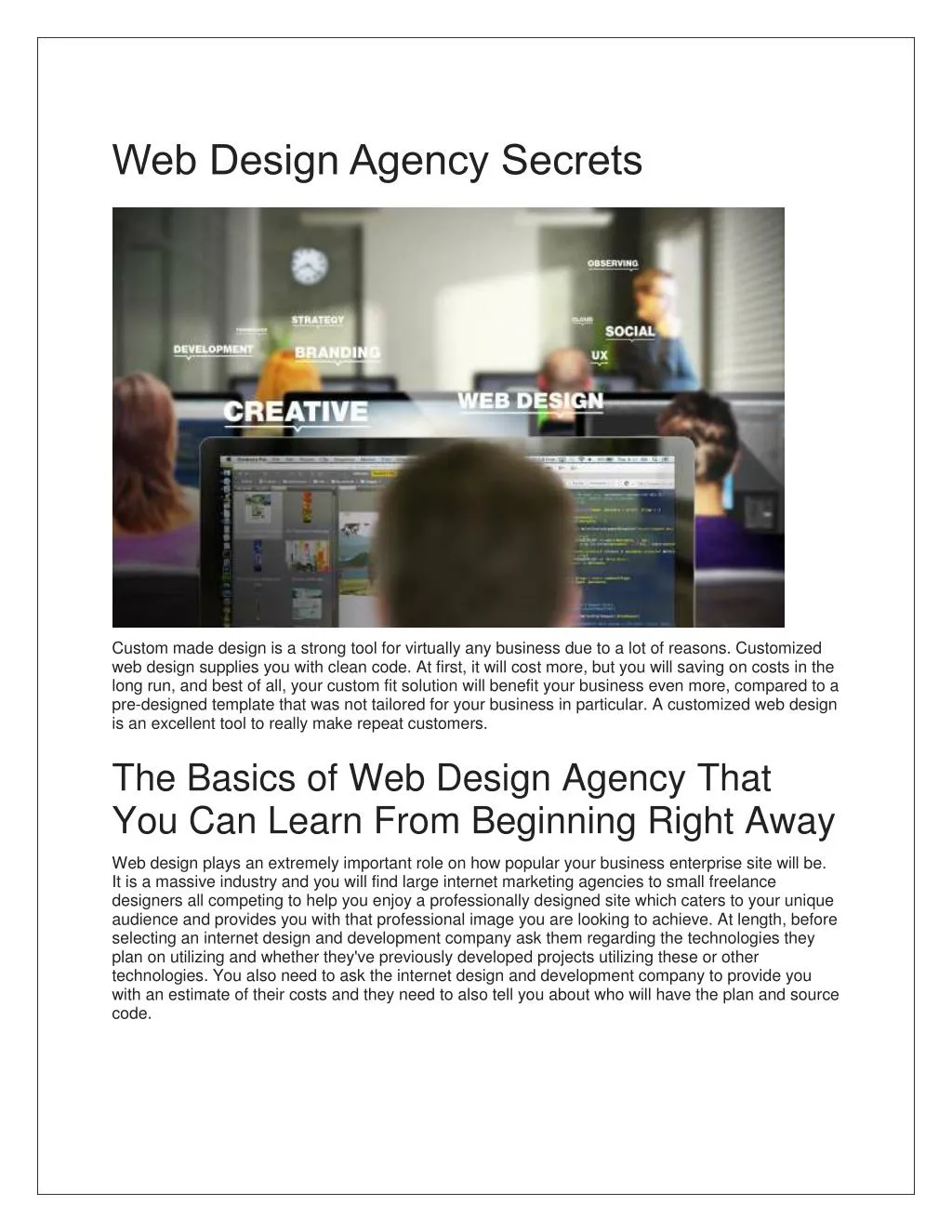 web design agency secrets