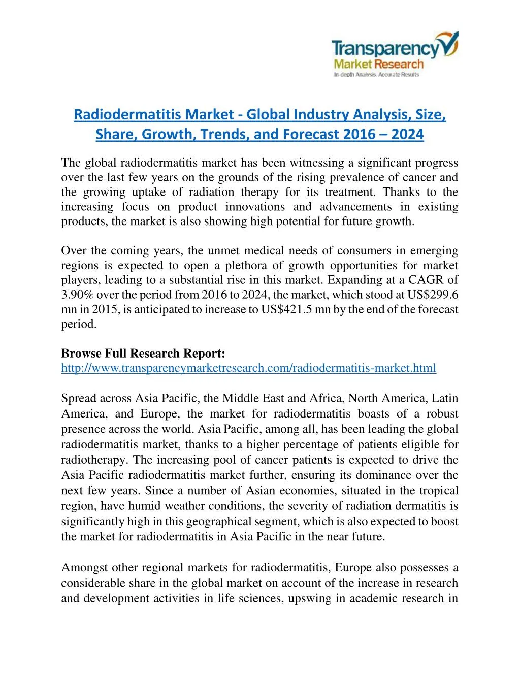 radiodermatitis market global industry analysis