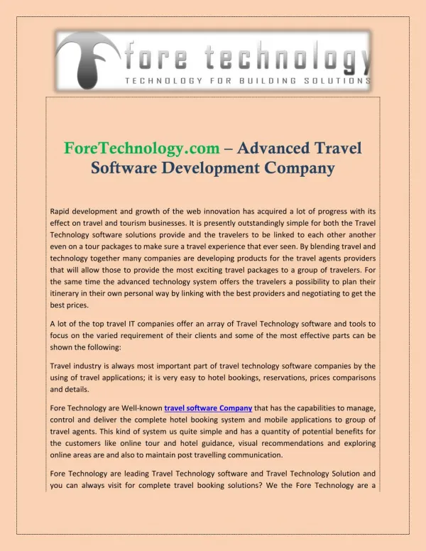 Travel Software Solution Company