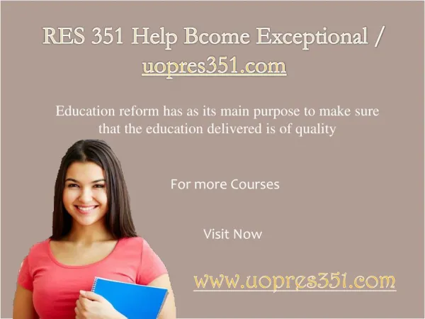 RES 351 Help Bcome Exceptional / uopres351.com