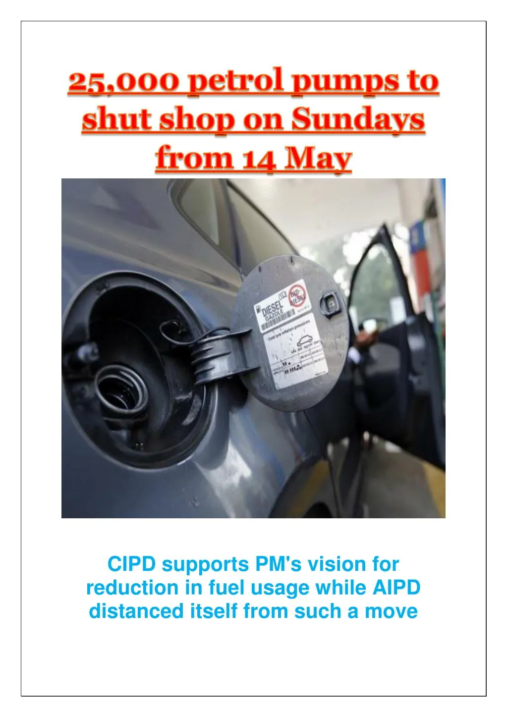 cipd supports pm s vision for reduction in fuel