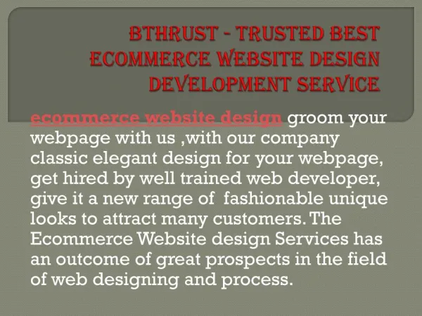 Bthrust - trusted best ecommerce website design development service