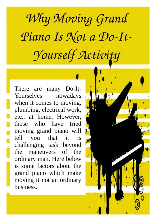 Why Moving Grand Piano Is Not a Do-It-Yourself Activity