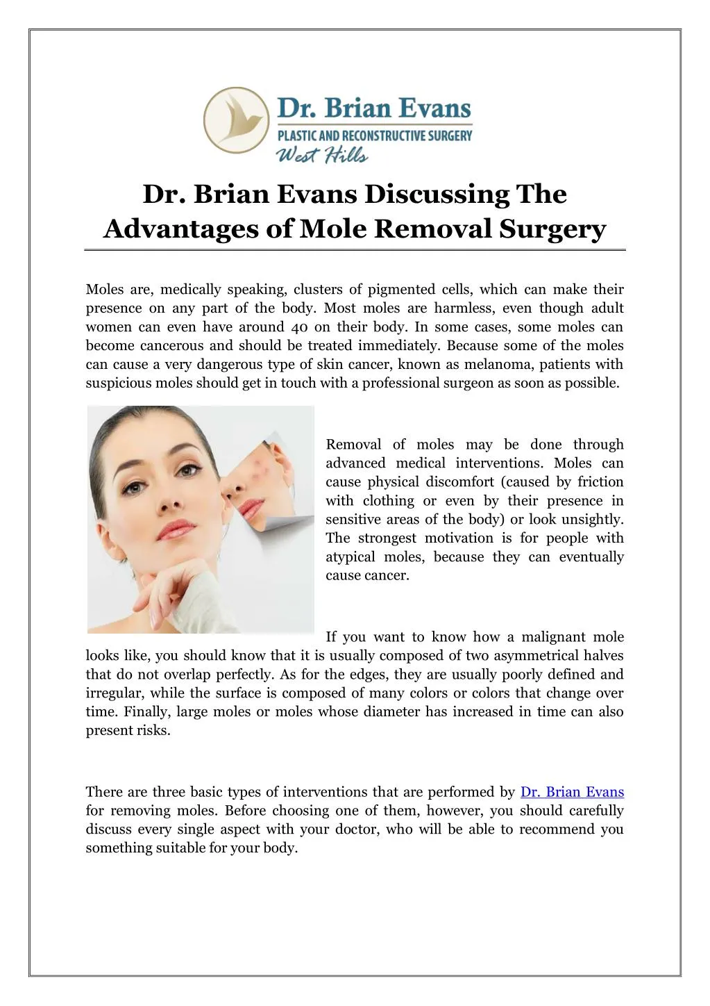 dr brian evans discussing the advantages of mole