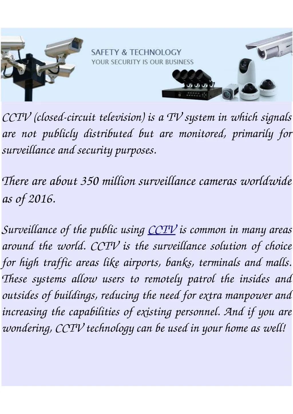 cctv closed circuit television is a tv system