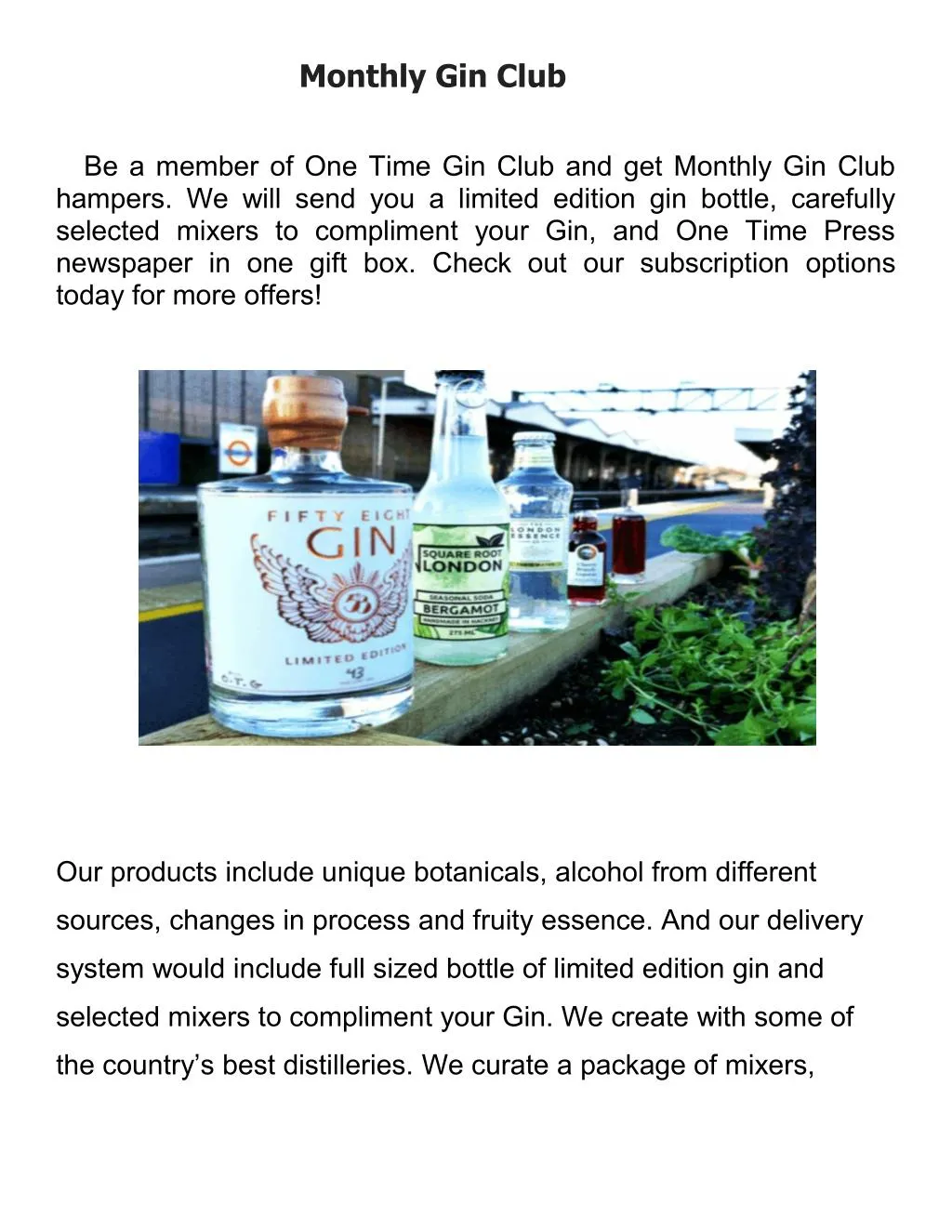 monthly gin club