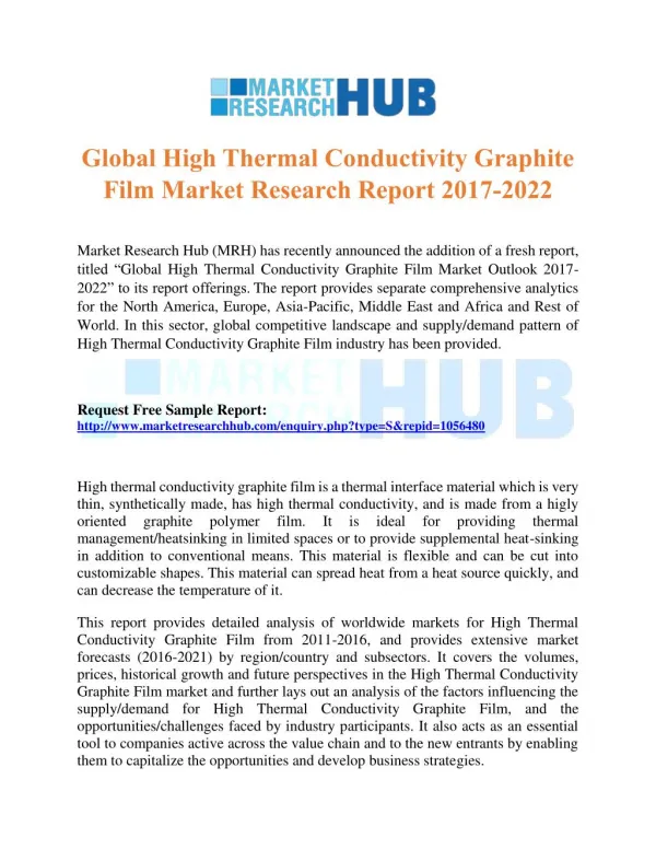 Global High Thermal Conductivity Graphite Film Market Research Report 2017-2022