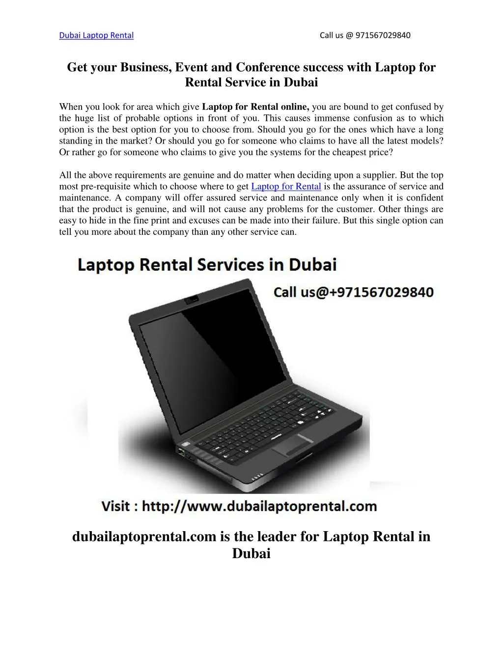 dubai laptop rental call us @ 971567029840