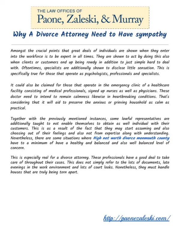 Why A Divorce Attorney Need To Have Sympathy - Paone, Zaleski, & Murray
