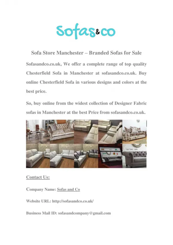 Buy Designer Fabric Sofas in Manchester at Best Price - sofasandco.co.uk