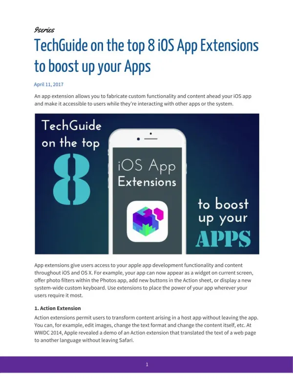 TechGuide on the top 8 iOS App Extensions to boost up your Apps