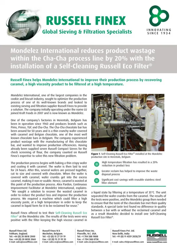 Mondelez install Industrial Filters to Safeguard Product Quality