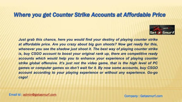 Where you get counter strike accounts at affordable price