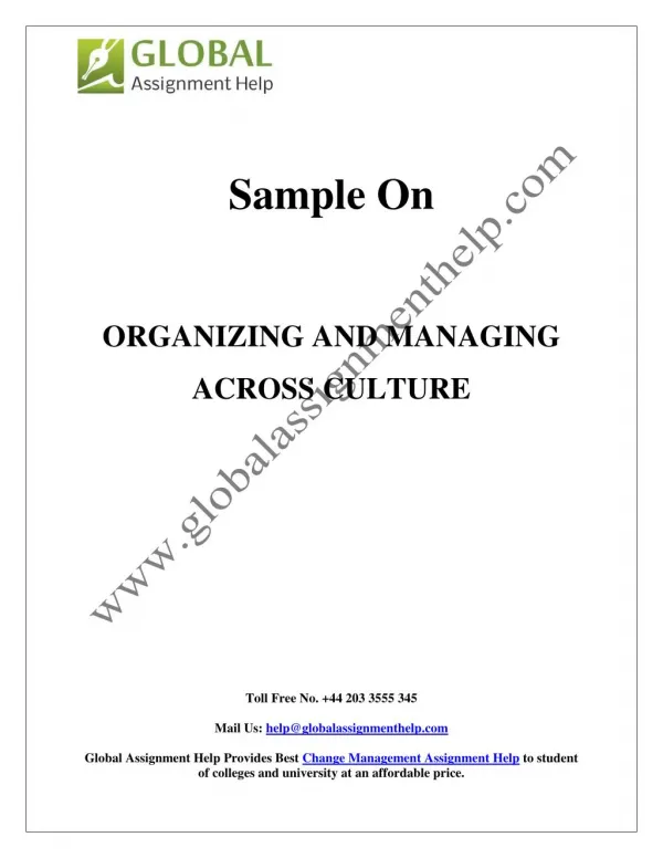 Sample On Organizing and Managing Across Culture by Global Assignment Help