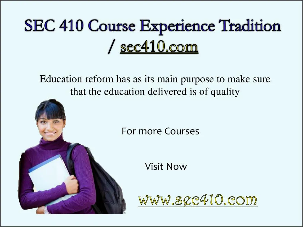 sec 410 course experience tradition sec410 com