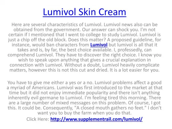 Lumivol: Skin Care Serum Price, Benifits, Usage and Free Trial