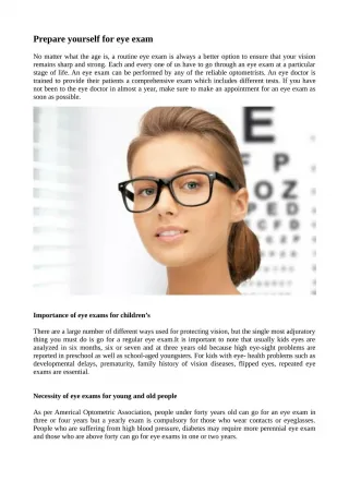 Prepare Yourself for Eye Exam - slide 1