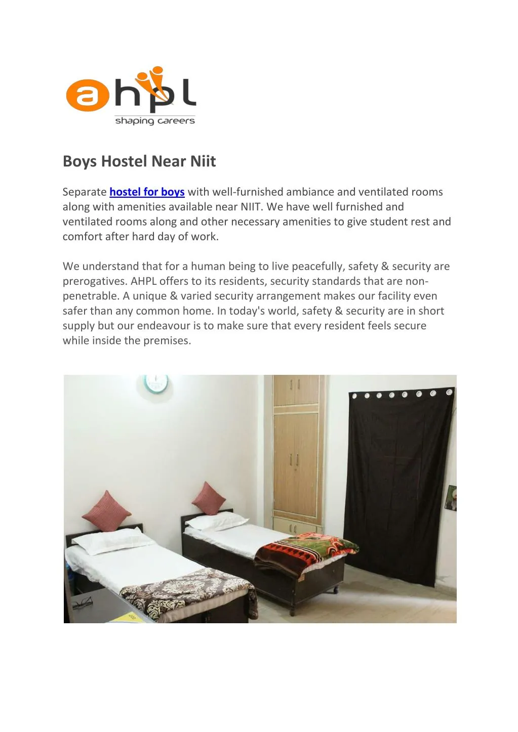 boys hostel near niit separate hostel for boys