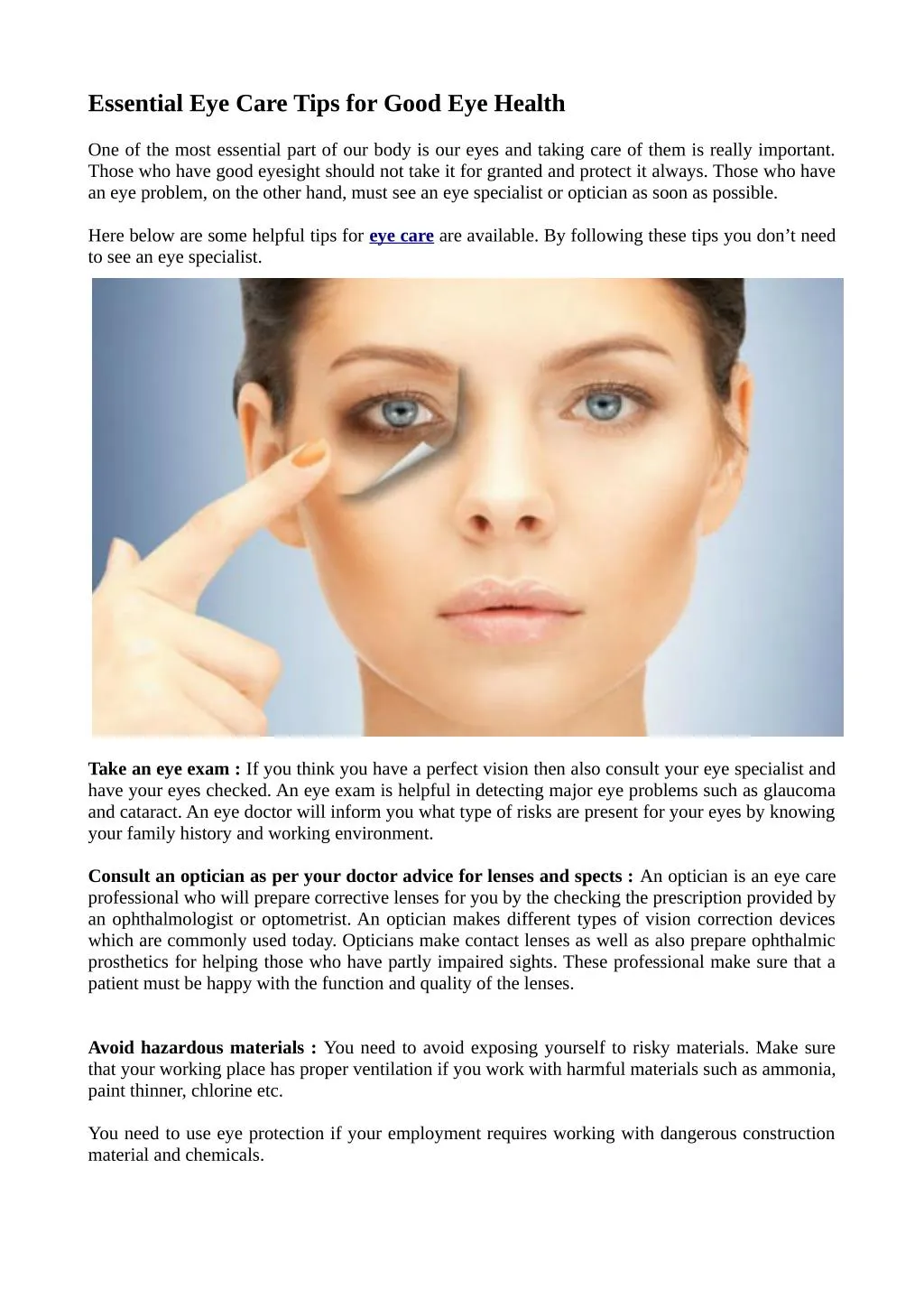 essential eye care tips for good eye health