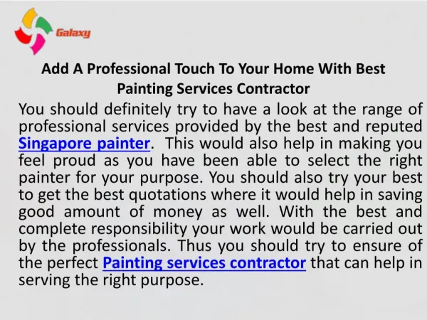 Add a professional touch to your home with best painting services contractor