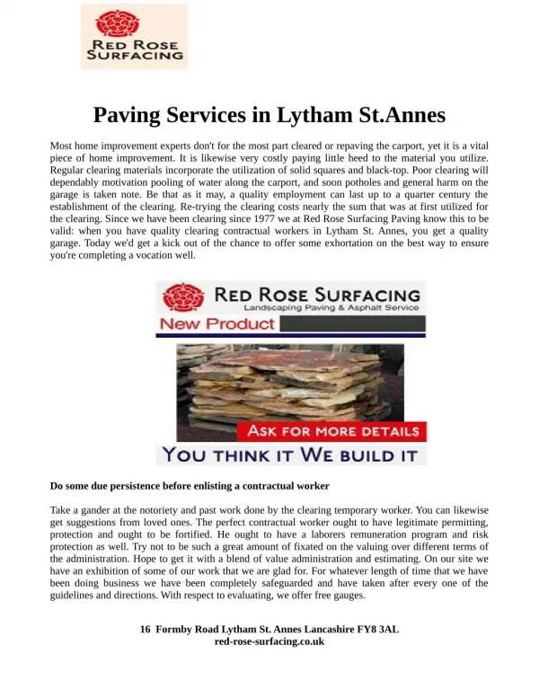 Paving Services Lytham St Annes