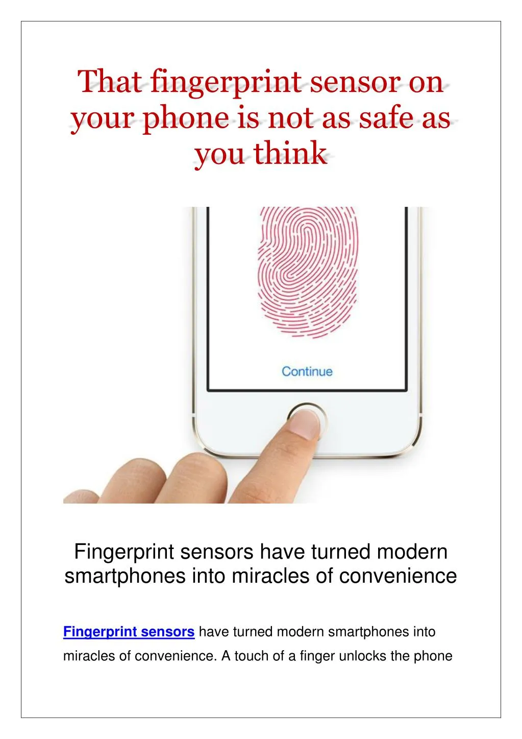 that fingerprint sensor on your phone