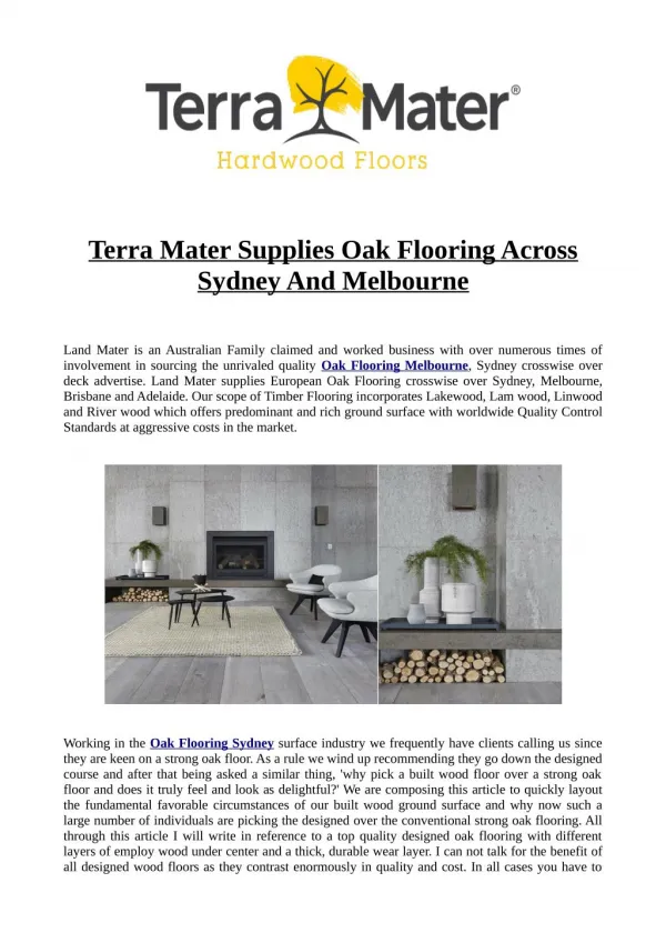 Terra Mater Supplies Oak Flooring Across Sydney And Melbourne