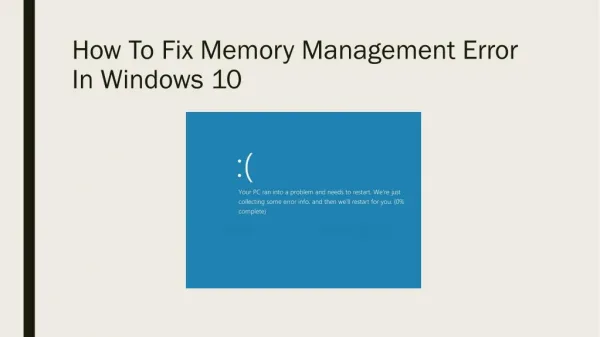 Fix: Memory Management Error In Windows 10
