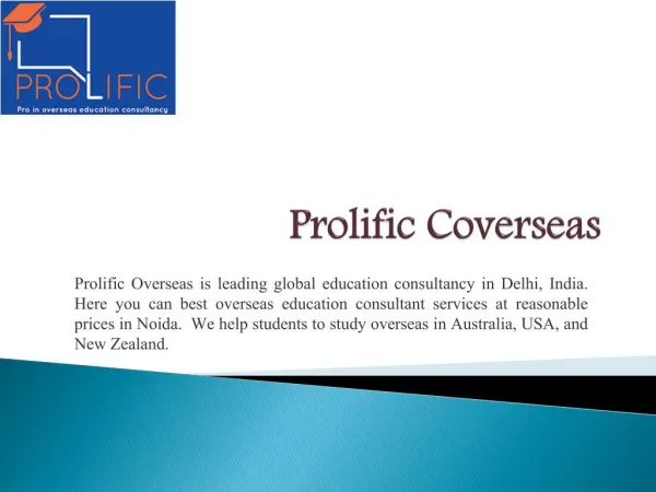 study overseas consultants - Prolific Overseas