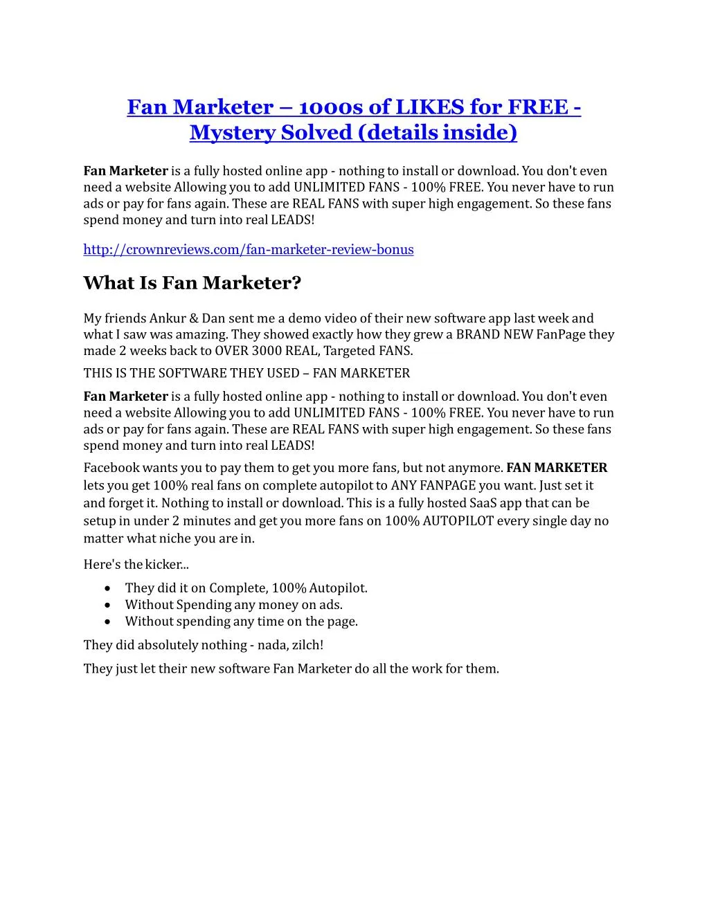 fan marketer 1000s of likes for free mystery