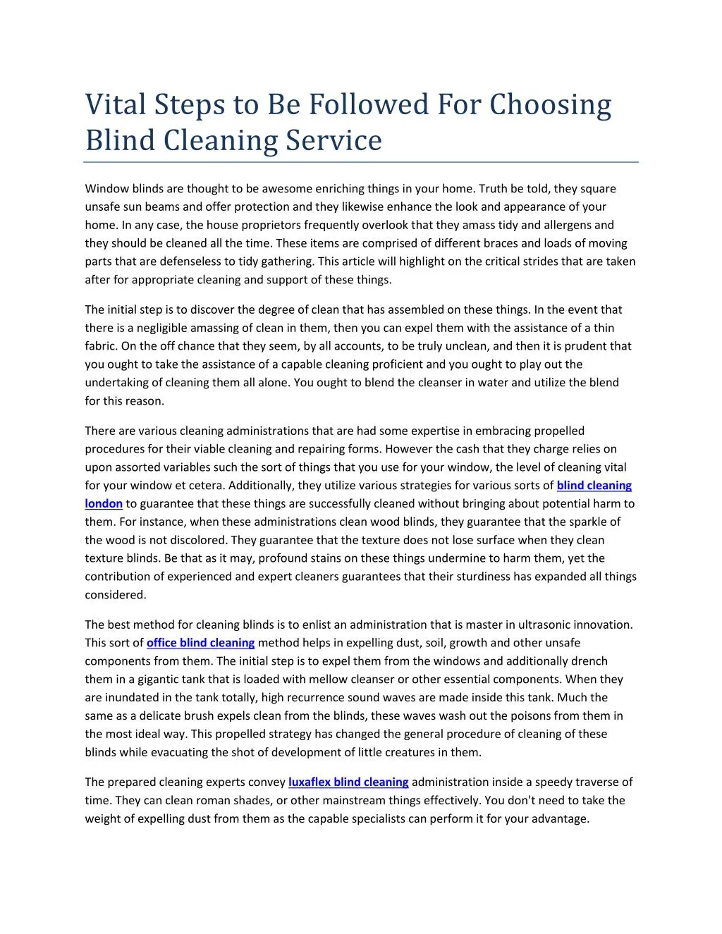 vital steps to be followed for choosing blind