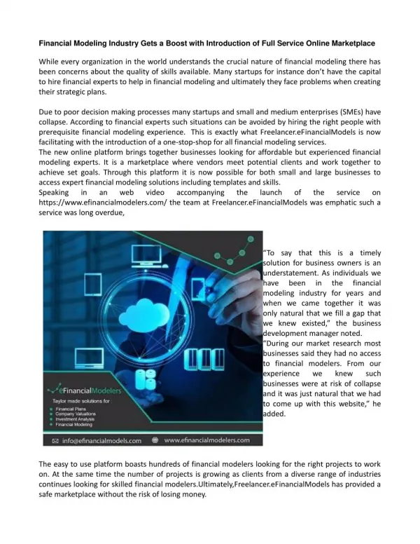 Financial modelling Exercises