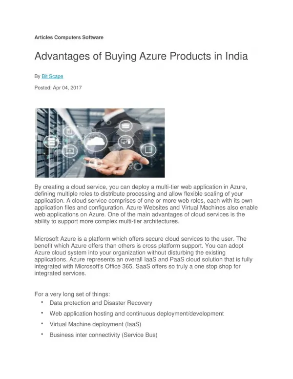 Advantages of Buying Azure Products in India