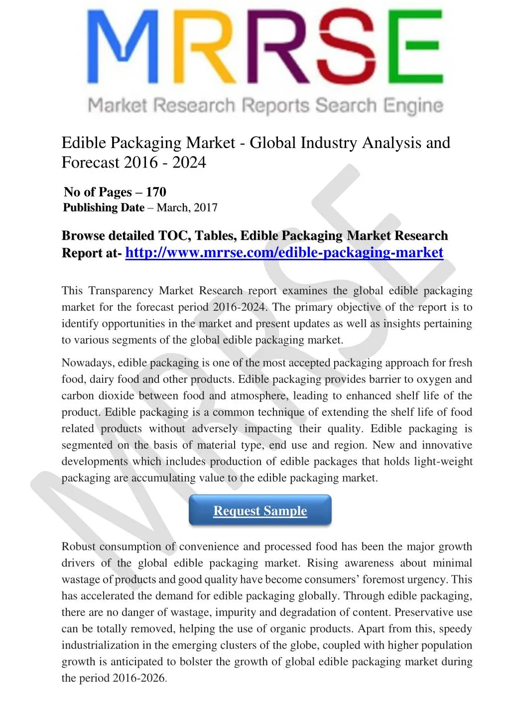 edible packaging market global industry analysis
