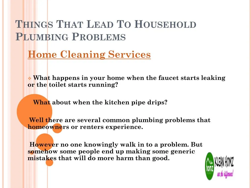 things that lead to household plumbing problems