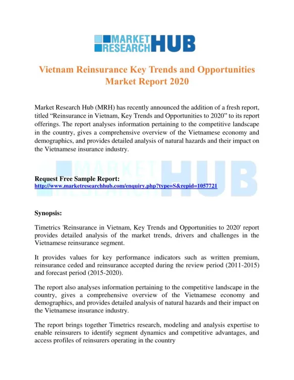 Vietnam Reinsurance Key Trends and Opportunities Market Report 2020