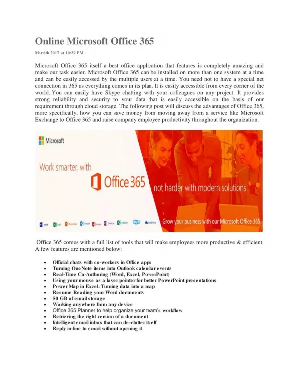 Online Microsoft office 365