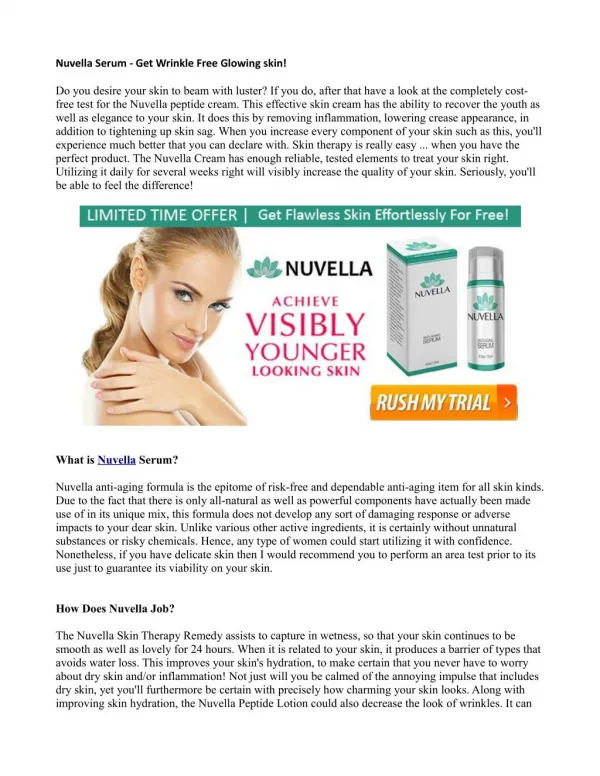 Nuvella Serum - Get Wrinkle Free Glowing skin!