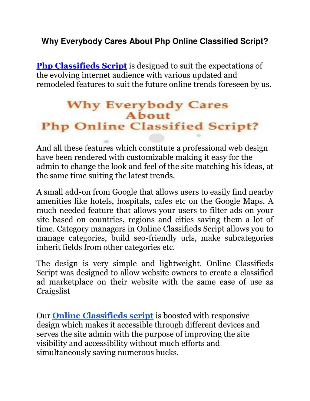 why everybody cares about php online classified