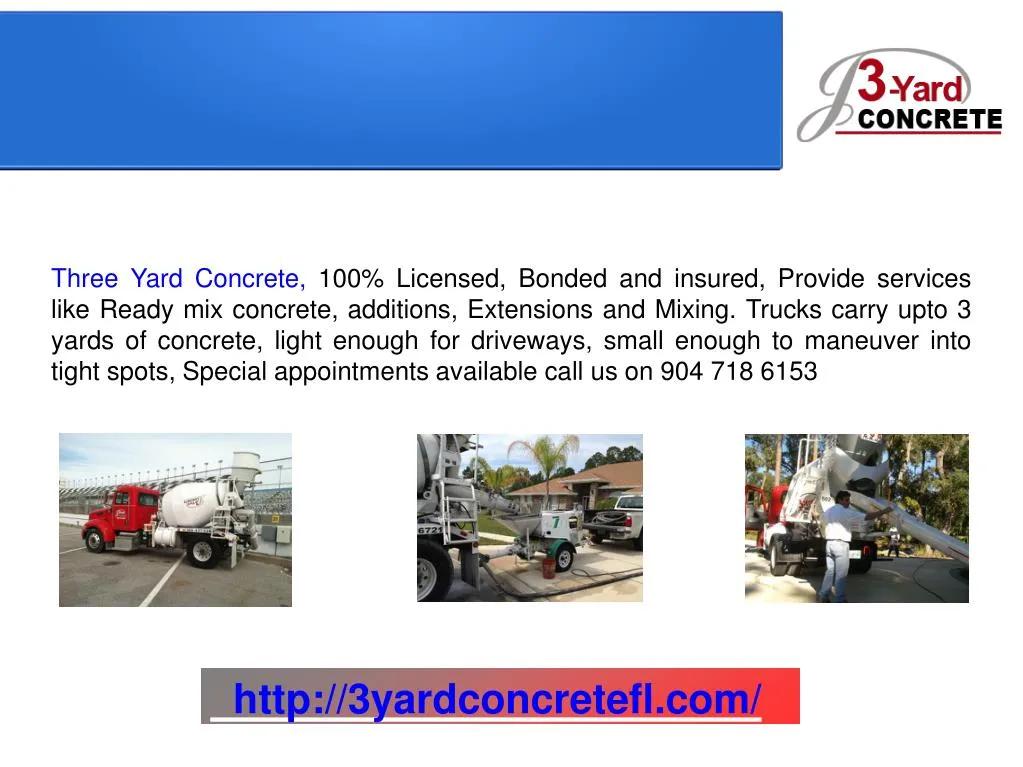 three yard concrete 100 licensed bonded