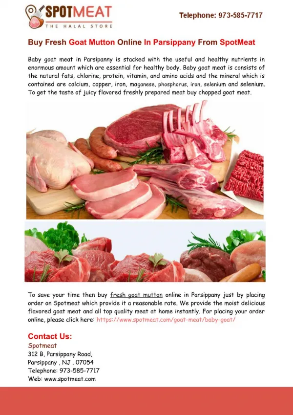 Buy Fresh Goat Mutton Online In Parsippany