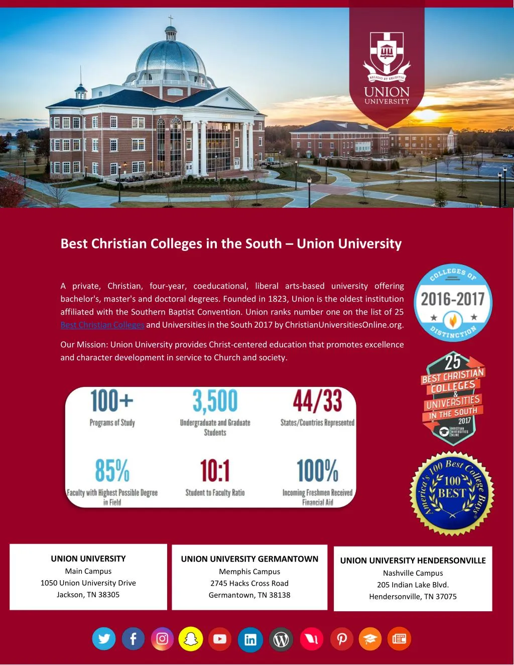 best christian colleges in the south union