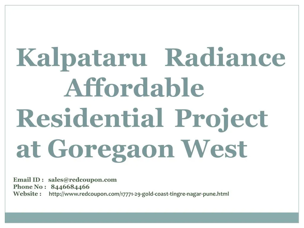 kalpataru radiance affordable residential project at goregaon west