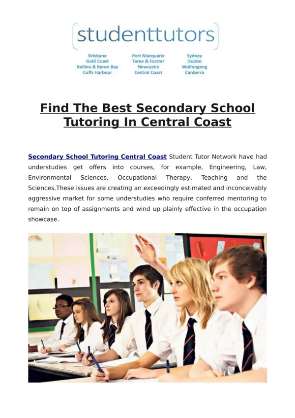 Find The Best Secondary School Tutoring In Central Coast
