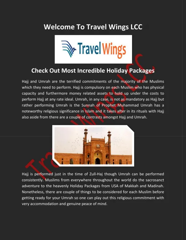 Cheap Hajj & Umrah packages from USA - travelwingsusa.com
