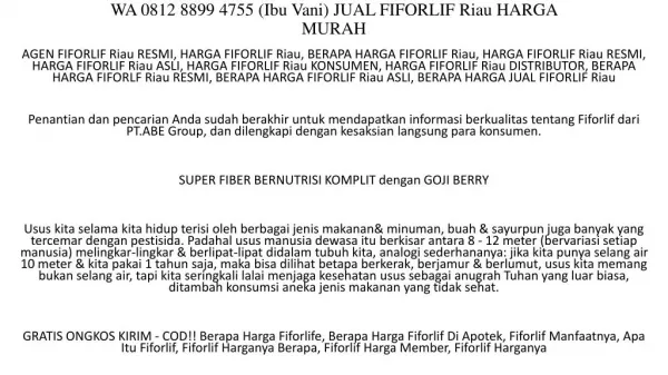 WA 0812 8899 4755 (Ibu Vani) JUAL FIFORLIF Riau HARGA MURAH