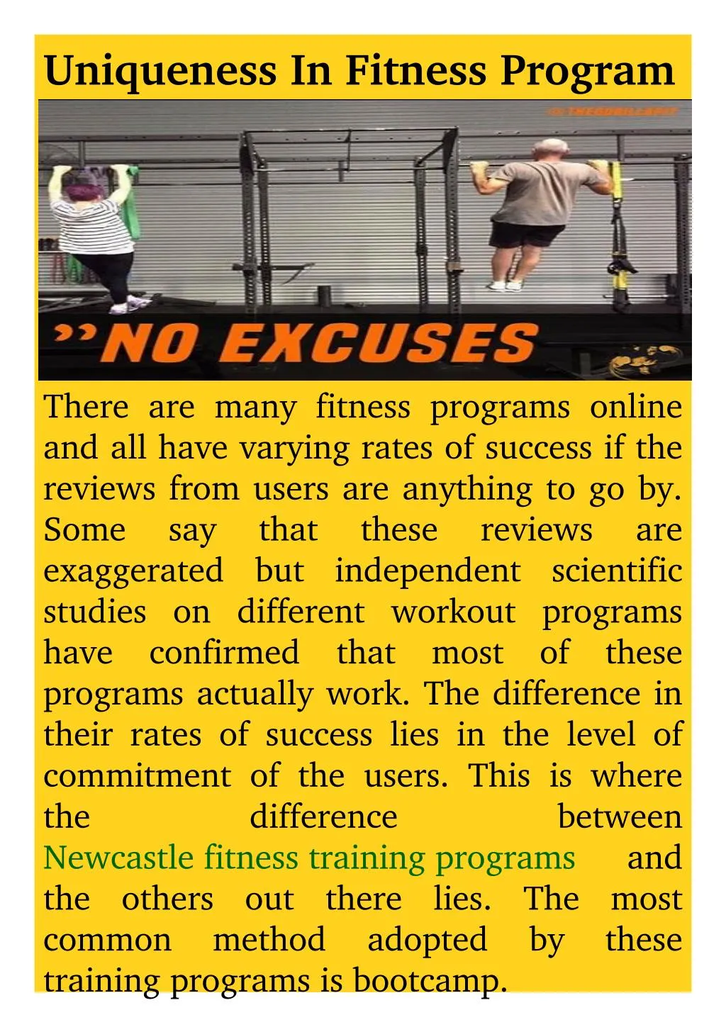 uniqueness in fitness program